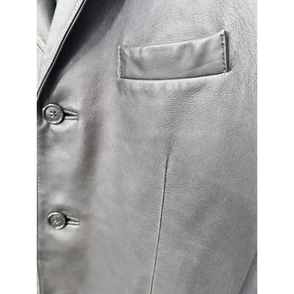 RARE Vintage RALPH Ralph Lauren Black Leather Blazer‎ Quiet Luxury Minimalist